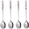 YAPULLYA Lot de 4 cuillères à soupe coréennes en acier inoxydable 18/8 à long manche de 20,3 cm, cuillères à soupe asiatiques en métal (fleurs)