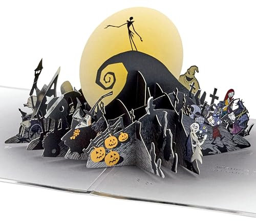 Hallmark Weihnachtskarte, The Nightmare Before Christmas Karte, 3D & Pop Up Karte, mit Goldfolien-Details, Schwarz, Marineblau