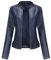 E-girl Damen Dunkelblau Kunstleder Motorrad Jacke Lederjacke Schlank Reißverschluss Stehkragen Kurz Mantel,48,PN767