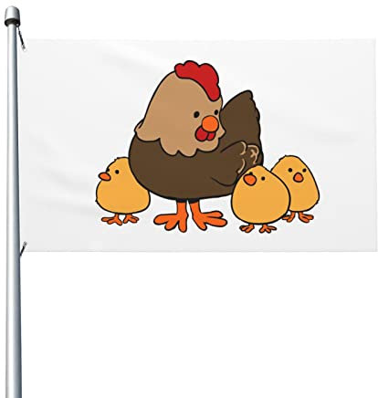 Leichte Flagge, doppelseitig, Cartoon, niedliche Henne und Küken, Flagge, 90 x 150 cm, mit Metallösen, Outdoor-Gartendekoration