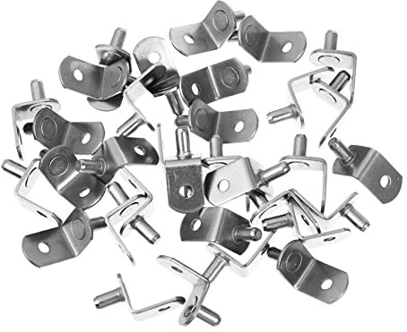 Uonlytech 50 Stück Trennwand Stütz Nägel Regalstützen L-förmige Regalnägel Mit Loch L-förmiger Regalstift Halterung L-förmige Stützstifte L-förmige Clips Möbel Kaltgewalzter Stahl Trennnägel