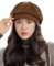 Damen Ballonmütze Basic Schirmmütze Vintage Barett Mütze Elegant Wintermütze mit Schirm Stil A-Braun
