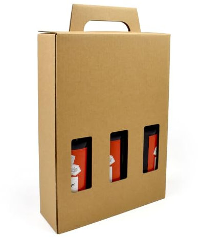 Evergreen Goods 330ml Caja portabotellas de cerveza 20X - Con capacidad para 3 botellas o latas - 3 ventanas de exposición, Soporte de cartón para cerveza Ale Sidra, Regalos caseros Fiestas Ocasiones