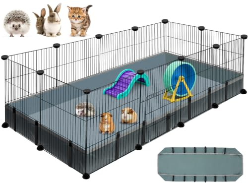 VISCOO 12 Panels Small Animal Playpen, 48 x 24 x 16 Pet Playpen with Waterproof Mat, C&C Cage for Guinea Pigs, Puppy Play Pen, Bunny Playpen, Indoor Outdoor Portable Metal Wire Yard Fence
