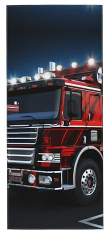 YoupO Rote Handtücher mit Feuerwehr- und Rettungswagen-Motiv, saugfähiges Handtuch, Badetücher, leicht, weich, für Badezimmer, Hotel, Strand, Pool, Spa, 30 x 70 cm, Weiß