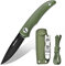 TONIFE Nova Neck Knife mit Scheide Lanyard und Clip, 68mm Feststehendes Klinge Kleine Hals Messer Neck Knife für Outdoor Edc (Grün+Schwarz Titan)