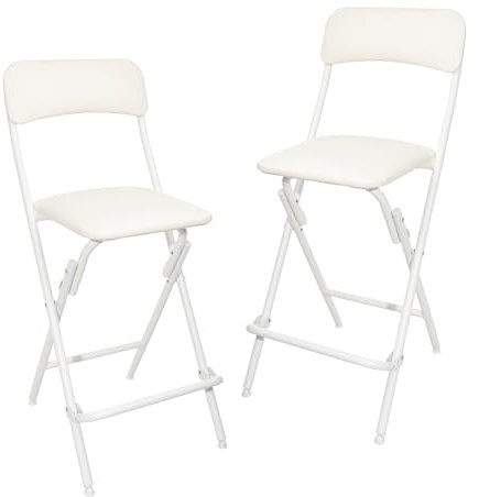 Amazon Basics Klapphocker mit Fußablage, 136,1 kg Traglast, 61 cm hoch, 2 Stück, Weiß
