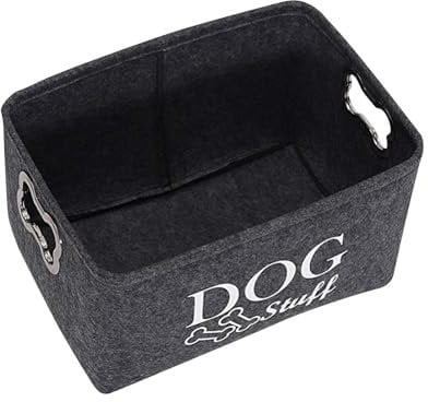 Ioensy Dog Toy Organizer Bin Large Multiuse Felt Puppy Stuff Basket Bin Dog Toy Bin Storage with Handle Pet Organizer for Dog Apparel, Pet Toys, Blankets, Leashes, Dry Food, Bandana