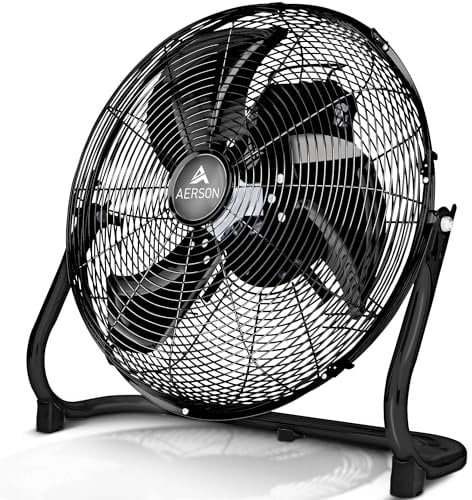 TRESKO AERSON Ventilateur de Sol 50 cm | Ventilateur sur Pied 120W | avec 3 niveaux de puissance | Débit d'air élevé | Construction robuste en métal | Inclinable à 110 degrés