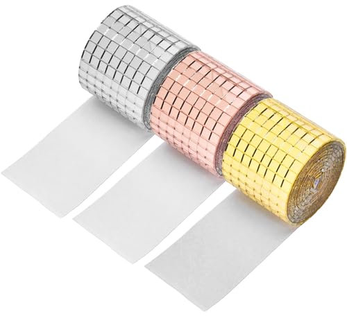 GIONAR 4392Pcs Self-Adhesive Real Glass Mirror Mosaic Tiles for DIY Craft Decoration, Disco Ball, Home Decoration, Mini Square Mirrors Stickers 5mm by 5mm(Silver, Rose Gold)