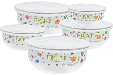 Mikinona 1 Juego De Cuencos Esmaltados Para Conservación De Alimentos Cuencos Para Sopa Cuencos Para Fideos Cuencos Esmaltados Con Tapas Recipiente Esmaltado Con Tapa Cuenco Para Sopa