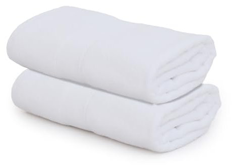 Sweet Needle Paquete de 2 Toallas de Baño Extra Grandes (100 x 150 cm) - 100% Algodón Altamente Absorbentes, Secado Rápido, Pesadas, Hotel, Baño, Ducha, SPA, Playa, Piscina, Uso Diario (Blanco)