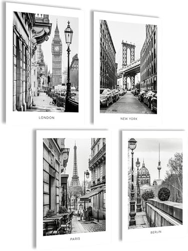 mojoliving Bilder schwarz weiß Bilder New York Bild Poster schwarz weiß Berlin Wandbild Bilder Skyline New York Poster London