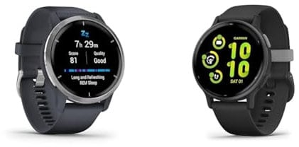 Garmin Venu 2 – GPS-Fitness-Smartwatch mit ultrascharfem 1,3“ AMOLED-Touchdisplay & Vivoactive 5 - GPS-Smartwatch mit 1,2 AMOLED Touchdisplay, Fitness- und Gesundheits- und Musikfunktionen