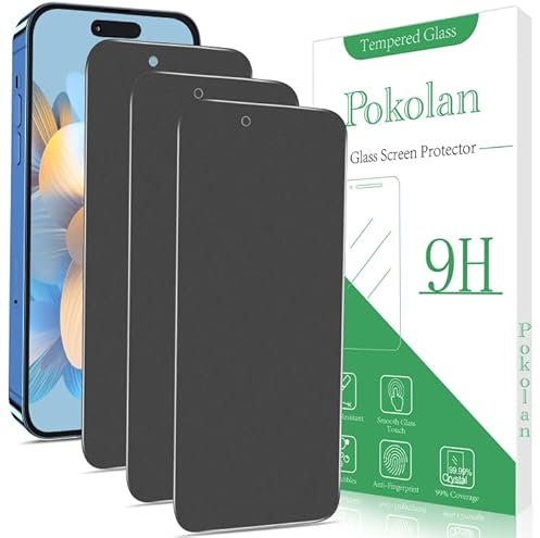 Pokolan 3 Pack Matte Privacy Screen Protector for iPhone 14 Pro, Anti-Glare matt Tempered Glass, Anti Spy, 9H Hardness, Anti Scratch, No Bubbles