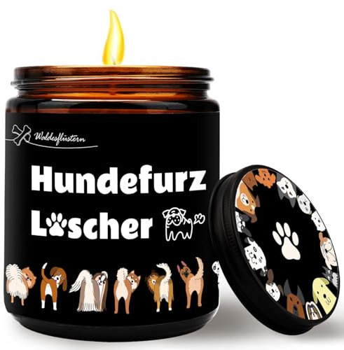 Geschenk für Hundebesitzer Frau, Lustige Duftkerzen im Glas, 200g Kerze Duft mit Spruch Hundefurz Löscher, Weihnachtsgeschenke Geburtstagsgeschenk für Tierliebhaber, Freunde, Familie, Kollegen