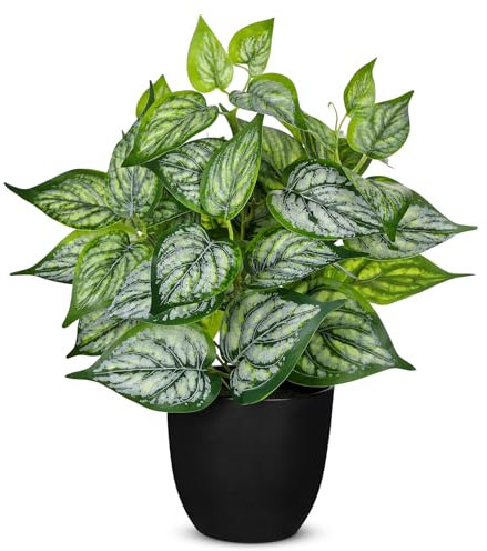 Oairse Perilla artificial en maceta, planta artificial como plantas de interior real, planta falsa para el hogar, boda, oficina, decoración de salón, dormitorio, cuarto de baño