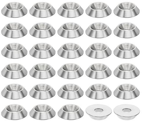 PATIKIL Rondella Svasata di Finitura M4, 50pz 13mm Dia. 3.2mm Alta in Acciaio Inossidabile 304 Solido CNC Rondella a Tazza Piana per Viti di Fissaggio per Costruzioni, Coniche