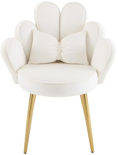 Bonnlo Fauteuil, Chaise Coiffeuse, Fauteuil Relax, Chaise de Bureau Ergonomique, pour Salon, Bureau, Chambre, en Velours, Rose, 69x45x83cm (Blanc)
