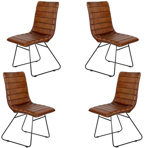Casa Moro Polsterstuhl Besucherstuhl Stühle Esszimmer 4er Set Lederstuhl Braun Konferenzstuhl Wartezimmerstühle Echtleder Stuhl Modern