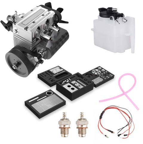HOPBLOCK Verbrennungsmotor Modellbau, ST-NF2 7.0cc Motor Modell + F-Type-Stecker + Kraftstofftank + Ölleitung + Zündstrommodul