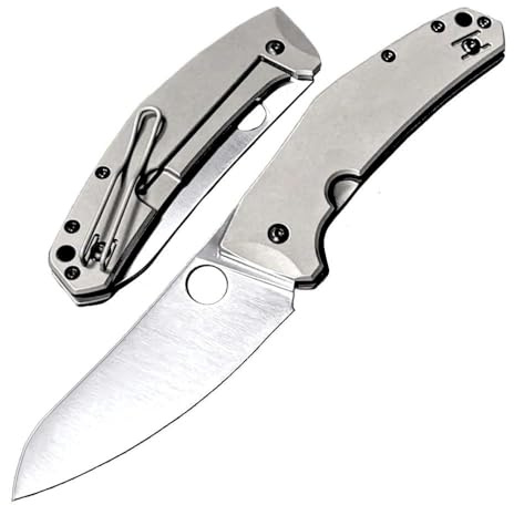 Couteau de poche pliable en titane, couteau de survie EDC - Couteau de poche robuste - Couteau pliant de qualité supérieure en titane - Outil de roulement en céramique - Couteau LC200N - Couteau Tanto
