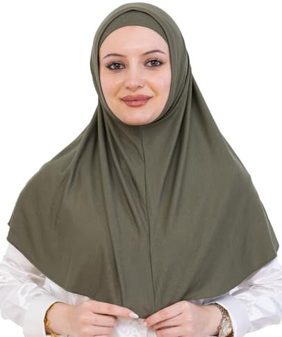 Prien Chic Hijab Für Damen, Muslimische Lang Kopftuch Set, Schal Mit Bonnet, Türkische Islamische Kleidung, Gebetskleidung Für Frauen, Abaya, Gebet (Khaki)