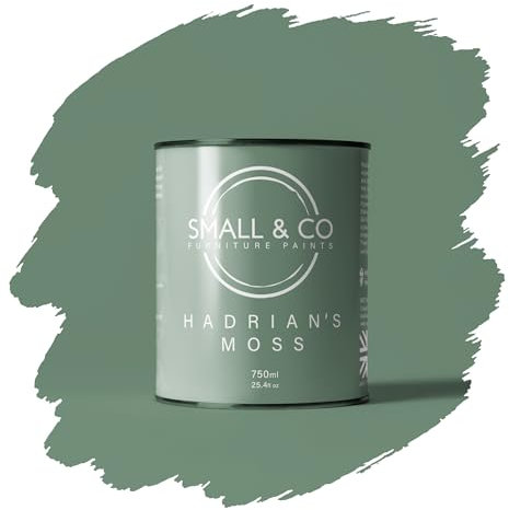 Small & Co Furniture Paint – Hadrian's Moss (Mid-Tone Mossy Green Grey) Quick Drying Matte Acrylic – Durable Water-Based Cabinet & Wood Paint – Interior & Exterior – 750ml