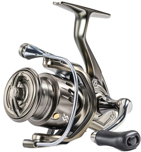 Sougayilang Spinnrolle - 5,2:1 Übersetzung, 12+1 Kugellager Süßwasser Salzwasser Angelrolle, ultraglatte CNC-Aluminiumspule, leicht und leistungsstark für Barsch, Forelle, Lachs (Modell: 1000)