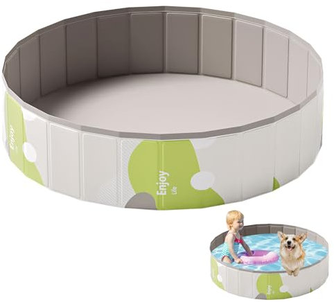 Jenshhch Faltbarer Hundepool 80x20cm 100x30cm Robuste PVC Hundeplanschbecken Mit Abdeckung, Tragbarer Hunde Pool Für Große Hunde Katzen Garten Camping Strand (B)
