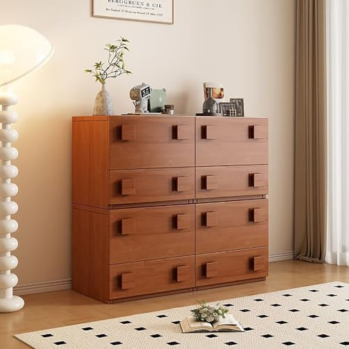 OVLRIJP Kommode Schrank mit Schubladen, Schubladenschrank, Schubladenkommode, Nachttisch aus Holz, Nachttischschrank, Kommoden für Küche Büro Flur Schlafzimmer (4Pcs)