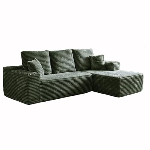 Modulares Ecksofa Sofa-Kompressionssofa mit L-förmiger Chaiselongue Sofa-Couch mit tiefem Sitz gepolsterte Sofas für Wohnzimmer und Schlafzimmer kein Zusammenbau erforderlich(110x40x32.6inch,Green)