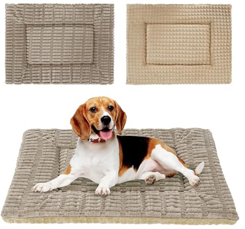 IEUUMLER FC020 Bursäng för hund och katt i liten, medel och stor storlek - Tvättbar - Av mjuk plysch - För hundar och katter i liten, medel och stor storlek (100 x 80 cm, khaki)