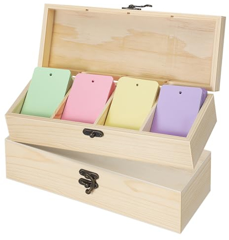 Hemobllo 2er-pack Aufbewahrungsboxen aus Holz: Kleiner Organizer mit 4 Fächern – Kartenhalter aus Holz für Reisen Und Schreibtisch