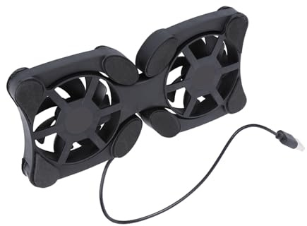 POPETPOP Base Portátil Plegable para Ordenador Portátil 2 Ventiladores USB de Abs Negro para Enfriamiento Eficaz