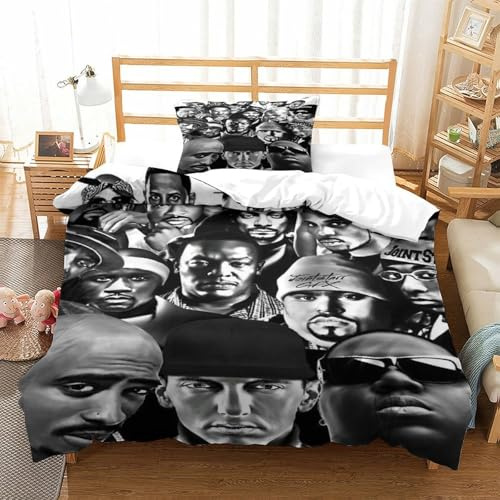 LYJSMDAAA Rapper Bettbezug Bettwäsche Kinderbettwäsche-Set Reißverschluss Mit Kissenbezügen Betten Set Für Jungen Und Mädchen, Kinder Single（135x200cm）