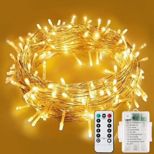 Battery Fairy Lights Waterproof,12M/120LED Christmas String Lights Outdoor