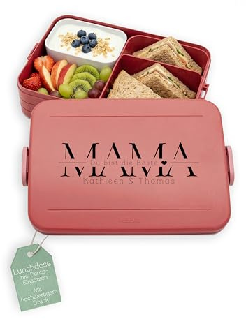 ABENTEUERNAH personalisierte MEPAL Lunchbox mit Namen, Geschenk Papa | Große Vesperdose für Erwachsene im Set, Brotdose spülmaschinenfest und personalisierbar als flache Box mit Fächern