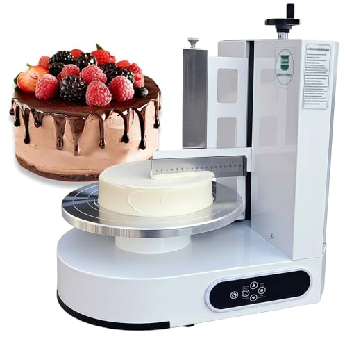 Macchina per Decorazione Torte, Macchina Automatica per Spalmare la Crema per Torte 4-12 Pollici, Piatto Girevole Elettrico in Acciaio Inox, Raschiatore Regolabile, per Cake Design