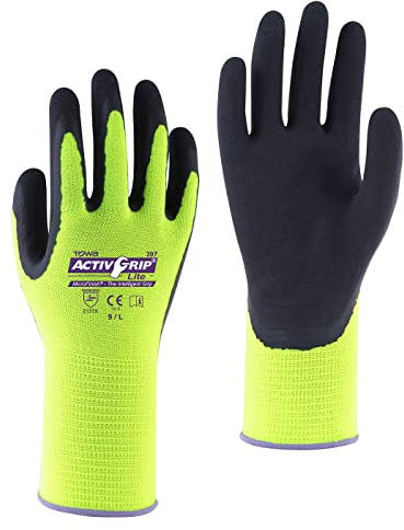 TOWA ActiveGrip Lite gelb mit MicroFinish® Latexbeschichtung Größe 10, 1 Paar