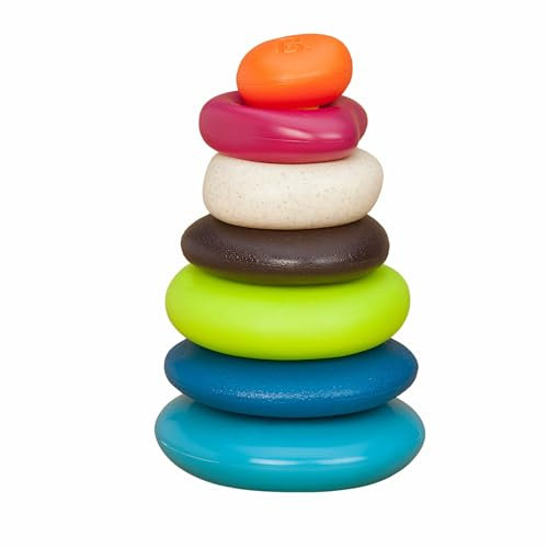 B. toys Stapelturm – Motorikspielzeug zum Stapeln und Sortieren Lernspielzeug Bunte Ringe – Baby Spielzeug ab 6 Monaten (7 Teile)