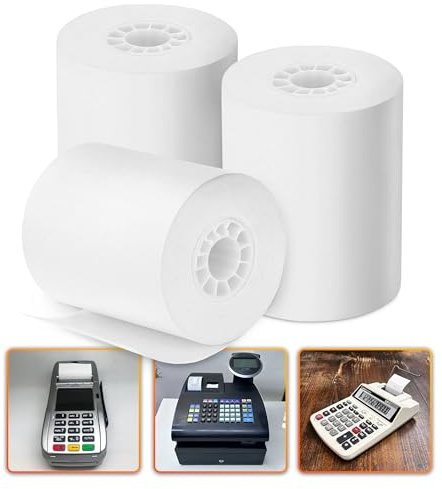 3-Pack Calculator Tape Rolls – Adding Machine Tape 2 1/4 In x 85 ft | Reliable Receipt Paper, Lint-Free and Easy-to-Install | Compatible with Most Printing Calculators, POS Systems and Cash Registers