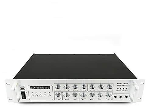 BeMatik - Amplificazione del Suono Professionale 180W 110V 4 Zone con MP3 AUX Mic Rack