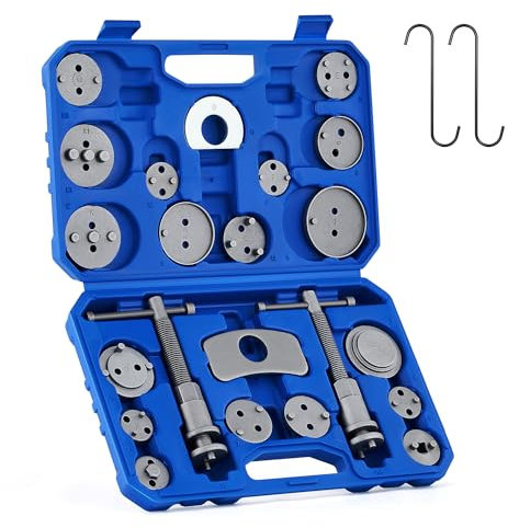 Orion Motor Tech 24pcs Heavy Duty Disc Brake Piston Caliper Compressor Wind Back Rewind Tool Set for Brake Pad Replacement Reset with Storage Case, Blue Case