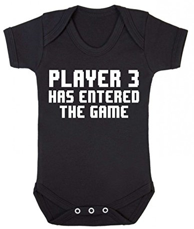 Reality Glitch Player 3 Has Entered The Game Short Sleeve Gaming Black Baby Grow or Vest for Baby Boy or Girl