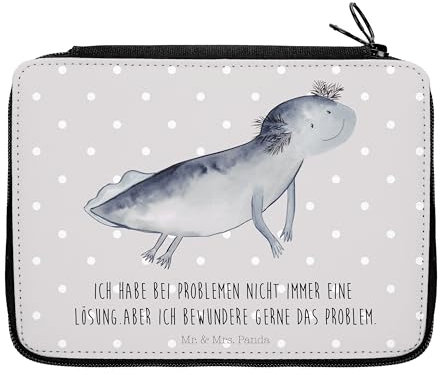 Mr. & Mrs. Panda Federmappe Axolotl Schwimmen - Geschenk, schwimmt, Federmäppchen, Schwanzlurch, glücklich, Molch, Bestückte Federmappe, Probleme,