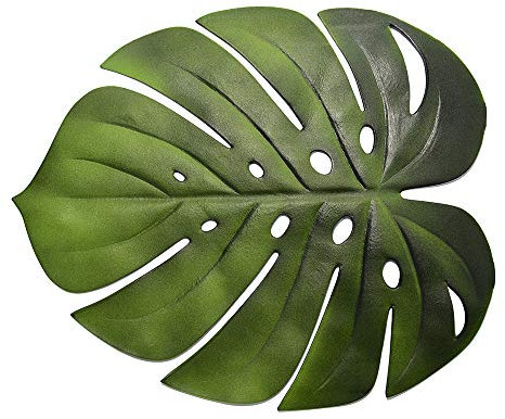 GREENSTORE 5 Stück Palmblätter Platzdeckchen, waschbar, grüne Blattform, Bowl-Untersetzer, Pads für hawaiianische Luau-Dschungel-Strand-Mottoparty