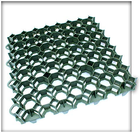 Rasengitter 49,2 x 49,2 x 3,7 cm Grün Rasengitterplatten Rasenwaben Rasenmatten mit Bodenkreuzen Bodenwaben 32 Stück (7,74 m²)