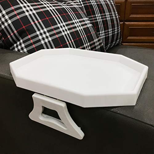 Forzaddik Side Tables Sofa Armrest Clip-On Table, Recliner Armchair Organizer Tray (White), Food Grade Plastic Material