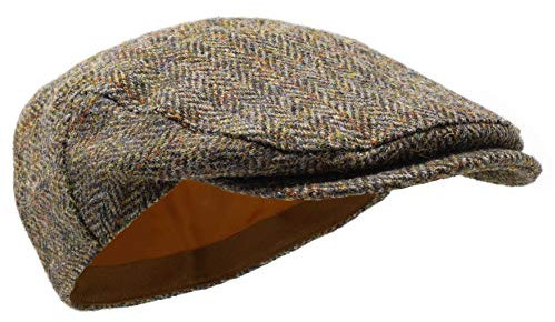 Borges & Scott Nevis Schirmmütze – Schiebermütze aus 100% handgewebter Wolle - Harris Tweed - wasserabweisend - Fischgrätenmuster 62cm